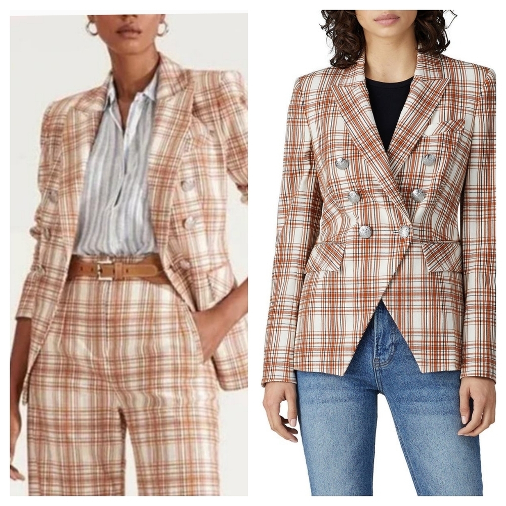 NEW NWT Veronica Beard 0 Miller COTTON plaid Dickey jacket blazer